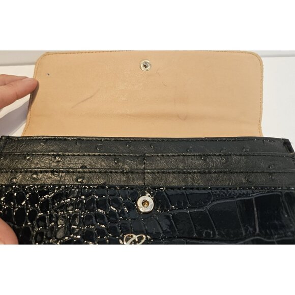 Y2K Vintage Guess Wallet Black Multi Pockets Snap Closure 8"x4" - Picture 6 of 14